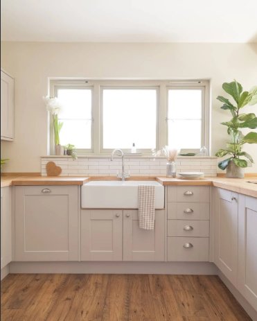 Howdens kitchen with Belfast sink installed by Stress Free Solutions